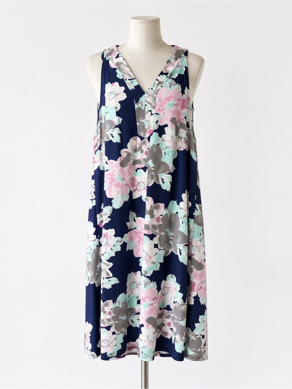 Aryeh Floral Halter Shift Dress Navy Pink Resort Size M